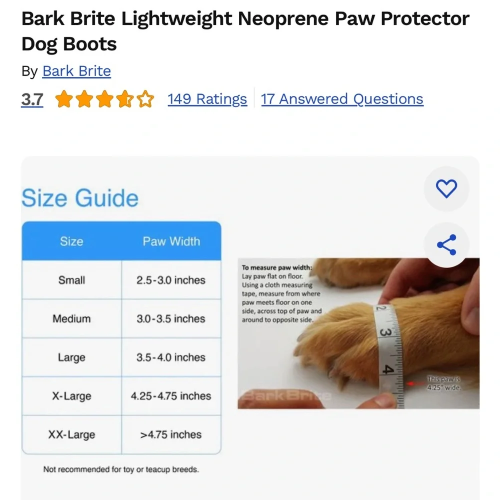 NWOT Bark Brite Lightweight Neoprene Paw Protector Dog Boots Size S - Picture 6 of 9